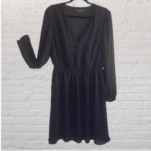 Addition Elle "New Noir" black blouson dress with surplice neck